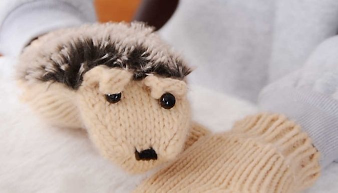 Women's Knitted Hedgehog Mittens - 9 Colours from Discount Experts