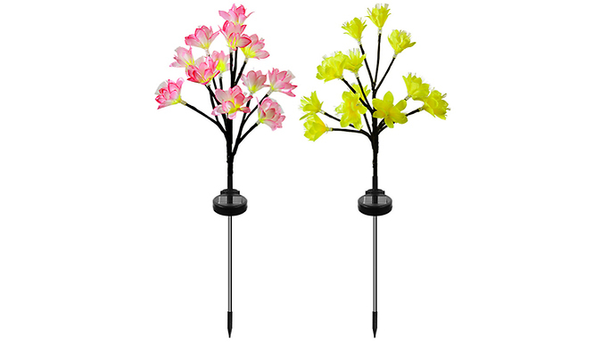 1 or 2 Solar LED Blossoming Flower Stake Lights at Discount Experts