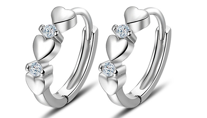 Heart Silver-Coloured Hoop Earrings from Discount Experts