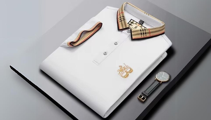 Men's Plaid Collar Golf Polo Shirt - 6 Colours & Sizes from Discount Experts