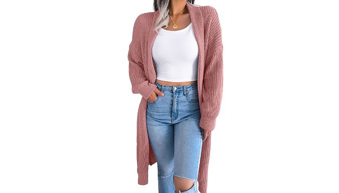 Long Open Front Knitted Style Cardigan - 5 Colours from Discount Experts