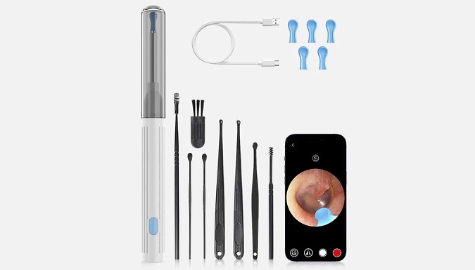 8-Piece Smart Visual Ear Cleaning Tool Set - Silicone Covers & Data Cable Included. from Discount Experts