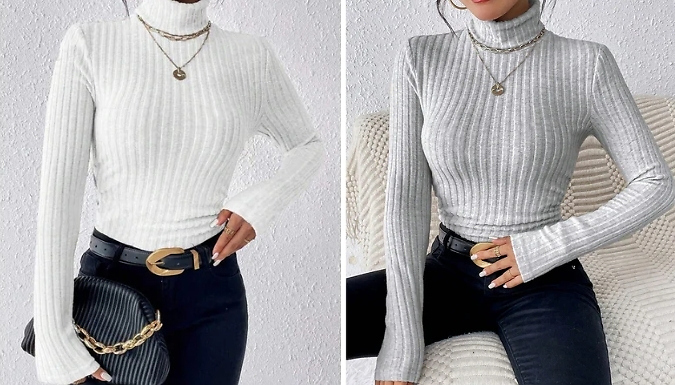 Women's Turtle Neck Long-Sleeved Top - 5 Colours, 4 Sizes. from Discount Experts