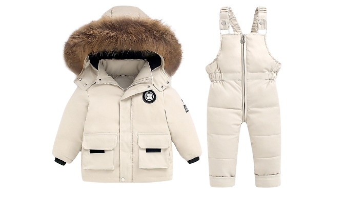 Children's Puffer Dungarees and Coat Set - 4 Colours, 4 Sizes from Discount Experts