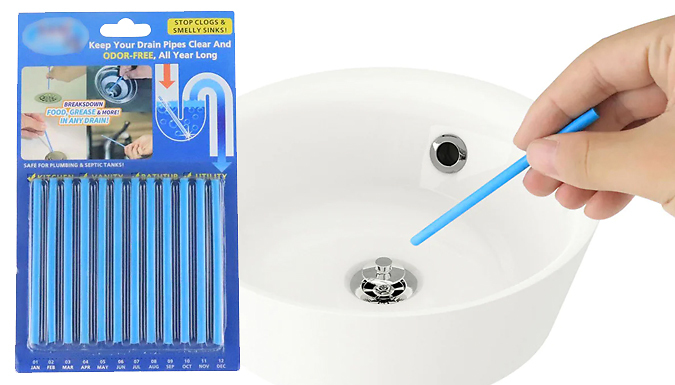 12 or 14-Pack Drain Cleaner Sticks - 1 or 2 Pack at Discount Experts