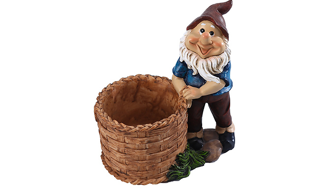 Resin Garden Gnome Flower Pot Holder - 2 Designs at Discount Experts