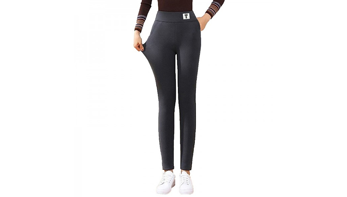 Women's Thick Fleece Leggings - 2 Designs & 5 Sizes from Discount Experts