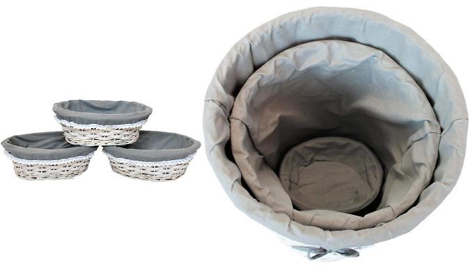 Woven Wicker Laundry Basket And Bread Basket Set from Discount Experts