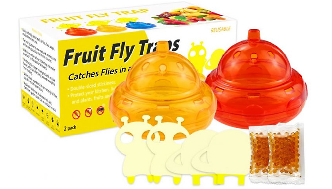 2x Refillable Fruit Fly Pest Trap & Tape from Discount Experts