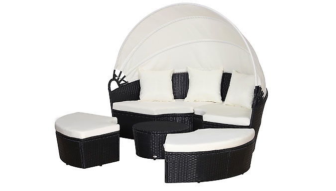 Outsunny 5-Piece Rattan Garden Canopy Day Bed Outsunny 5-Piece Rattan Garden Canopy Day Bed