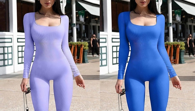 Ribbed Yoga Jumpsuit - 7 Colours, 6 Sizes at Discount Experts