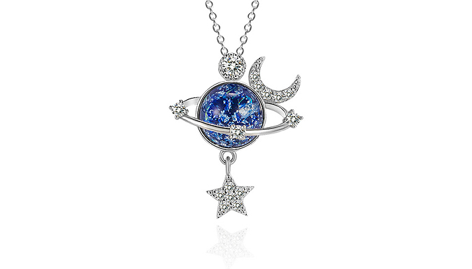 Moon Surrounding Fantasy Planet Star Necklace at Discount Experts