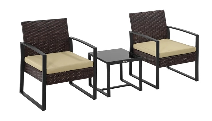 Outsunny 3-Piece Rattan Patio Set from Discount Experts
