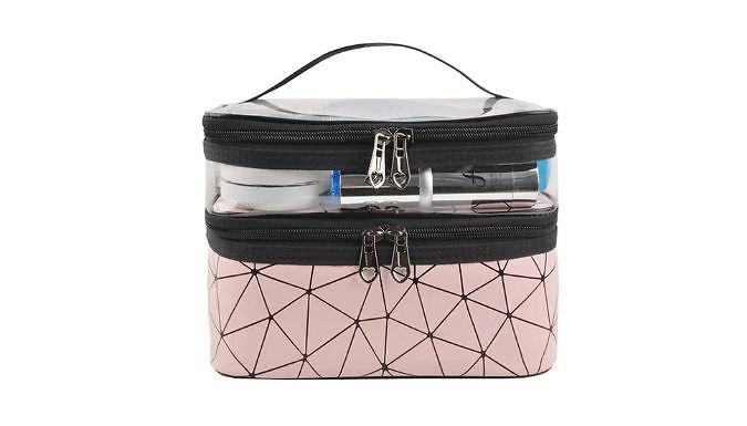 Double Layer Travel Makeup Bag - 4 Colours at Discount Experts