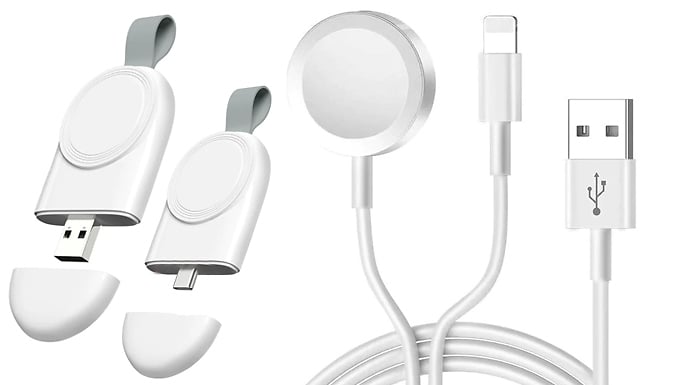 1 or 2 Portable Wireless iWatch Chargers - 3 Designs from Discount Experts