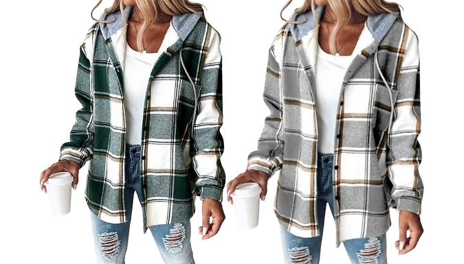 Women's Large Plaid Jacket - 5 Colours, 5 Sizes. from Discount Experts