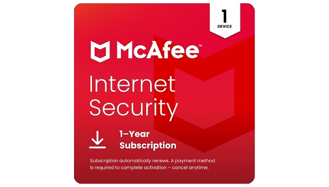 McAfee Internet Security 2026 - 1 or 3 Devices Licence for 1 or 2 Years with Auto Renewal