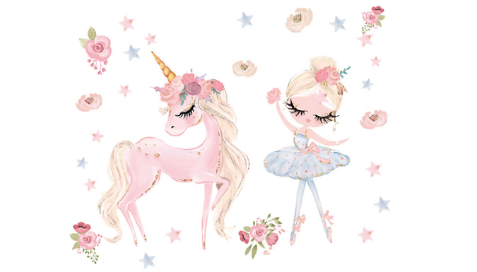 Unicorn Ballet Wall Sticker from Discount Experts