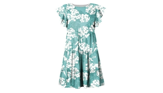 Women's Floral Ruffle Summer Dress - 5 Colours & 6 Sizes at Discount Experts