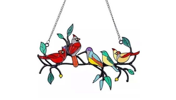 Stained Glass Effect Birds Decorations Set from Discount Experts