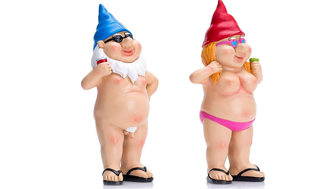 2 Naked Novelty Gnome Statues from Discount Experts