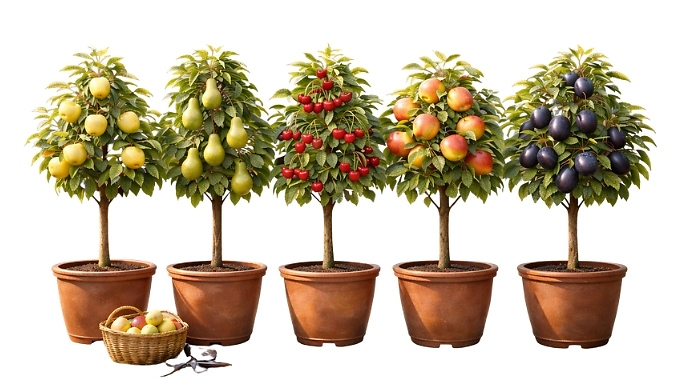 Image of THOMPSON AND MORGAN Set of 3 or 5 Mini Fruit Trees