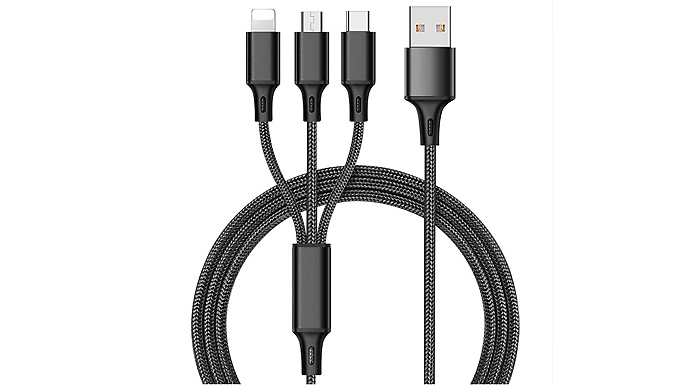 3-in-1 USB Fast Charging Cable - 4 Colours from Discount Experts