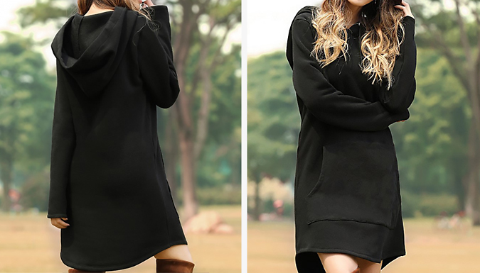 Hooded Long-Sleeve Dress - 5 Colours & 6 Sizes from Discount Experts