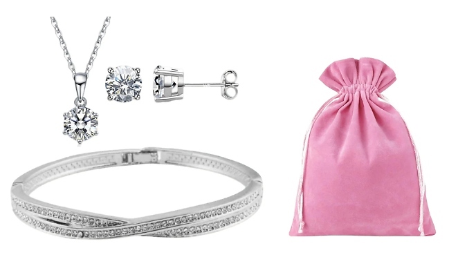 3-Piece Jewellery Set With Crystals from Swarovski - Optional Gift Bag. from Discount Experts