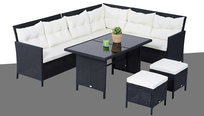 8-Seater Garden Rattan Sofa & Table Furniture Set 8-Seater Garden Rattan Sofa & Table Furniture Set