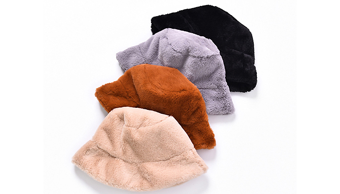 Fluffy Faux Fur Bucket Hat - 5 Colours at Discount Experts