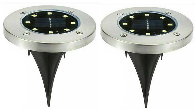 4-Pack of Solar Power LED Ground Lights from Discount Experts