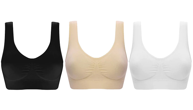 3-Pack Seamless Wireless Bras – 3 Colours & 5 Sizes Deal Price £10.99