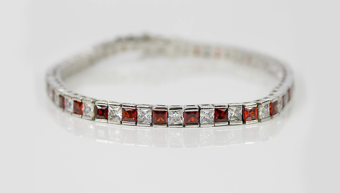 White Gold Created Diamond Bracelet With Jewellery Box at Discount Experts