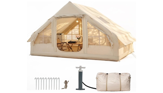 Image of Aoxun 4-8 Person Inflatable Glamping Tent with Pump