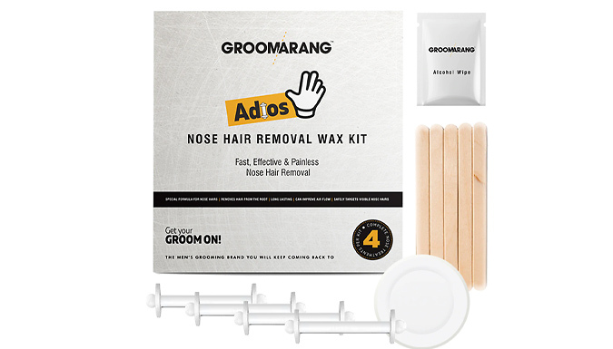 1-2 Pack Groomarang Adios Nose Hair Wax Removal Kit from Discount Experts