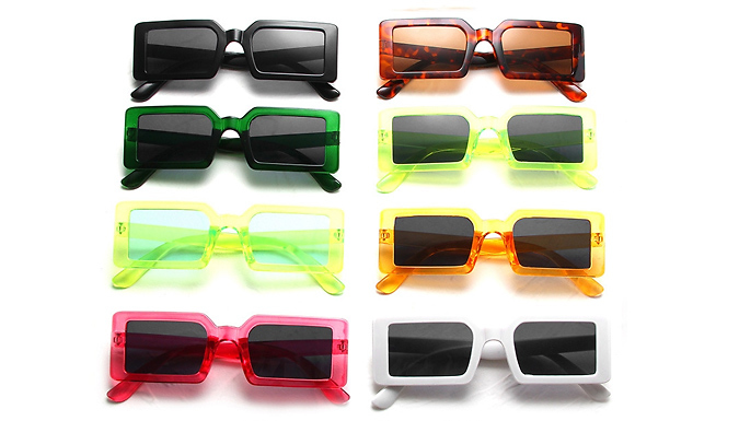 Rectangle Retro-Style Wide Frame Sunglasses - 8 Styles at Discount Experts