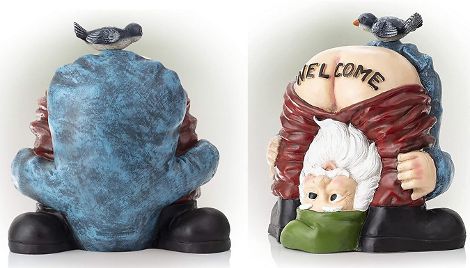 'Welcome' Naughty Gnome Garden Statue from Discount Experts