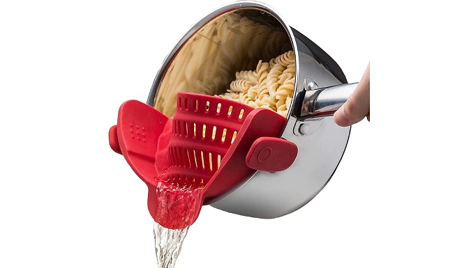 1 or 2-Piece Silicone Clip-On Colander Drainer - 4 Colours. from Discount Experts