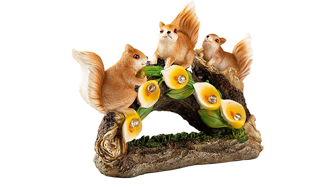 Solar LED Squirrel Squad Branch Garden Ornament at Discount Experts