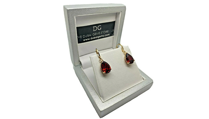 Pear-Cut Red Gemstone Dangle Earrings at Discount Experts