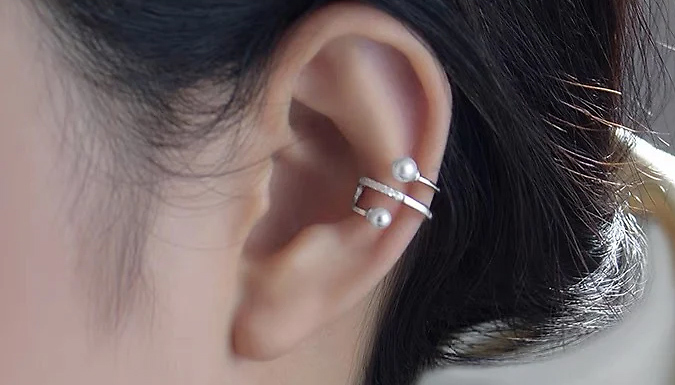 Pearl and Diamante Ear Cuff - 2 Colours from Discount Experts