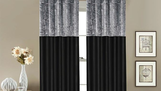 Crushed Velvet & Faux Silk Lined Eyelet Curtains – 7 Sizes & 6 Colours Deal Price £16.99