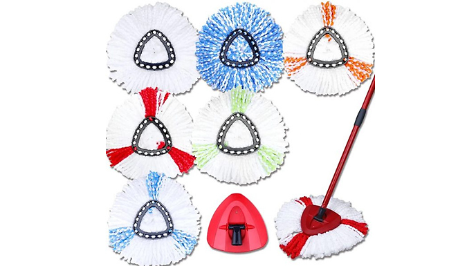 Spin Mop Replacement Heads with Optional Base - 3 Colours at Discount Experts