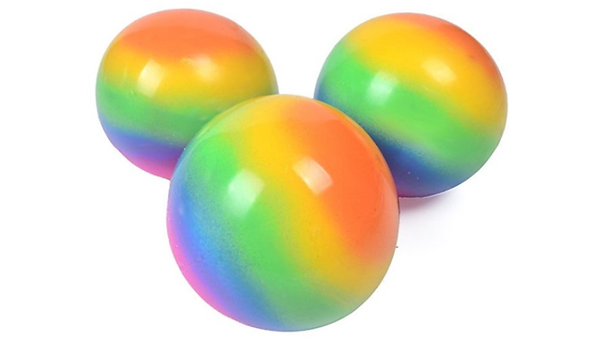 Rainbow Super Squishy Stress Ball - 3 Sizes from Discount Experts