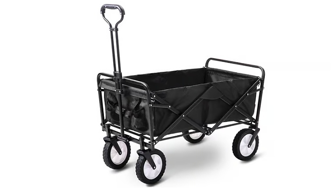 Heavy Duty Foldable Garden Trolley - Black at Discount Experts
