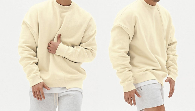 Men’s Casual Round-Neck Patchwork Pullover – 5 Colours Deal Price £17.99