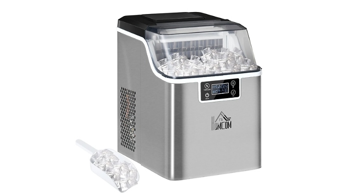 HOMCOM 3.2L Compact Ice Machine with LCD Screen & Accessories HOMCOM 3.2L Compact Ice Machine with LCD Screen & Accessories