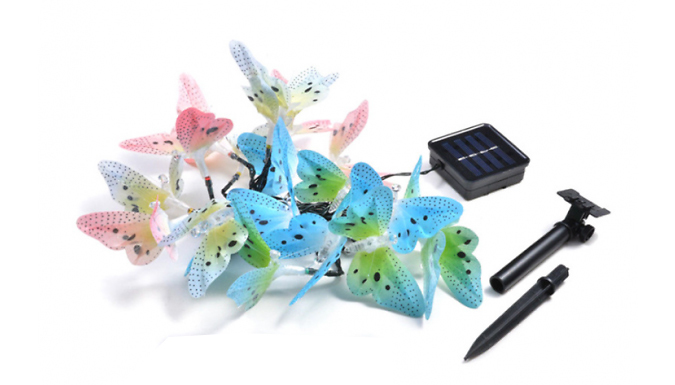 20 LED Solar-Powered Butterfly String Lights from Discount Experts