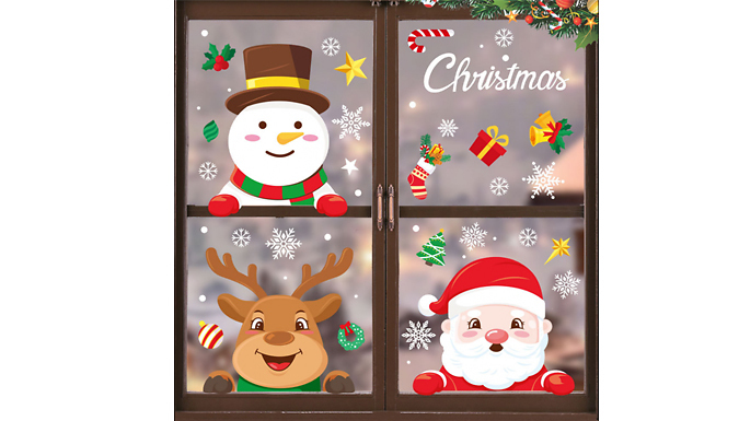 Christmas Scene PVC Window Sticker Set - 8 Designs from Discount Experts